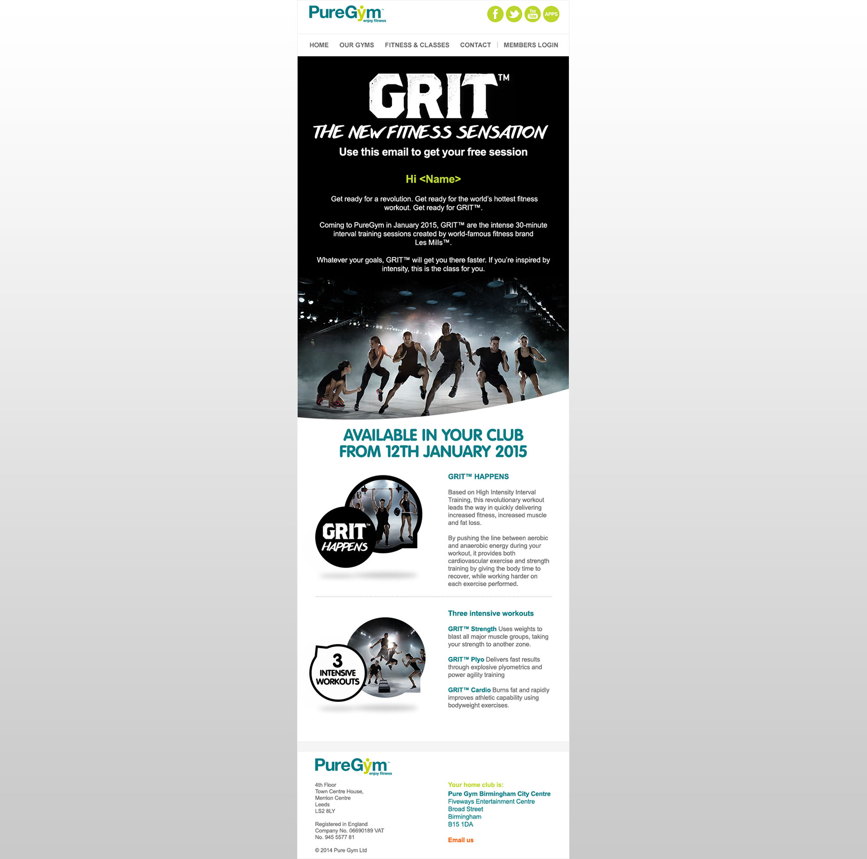 PureGym Marketing: GRIT Email - Desktop