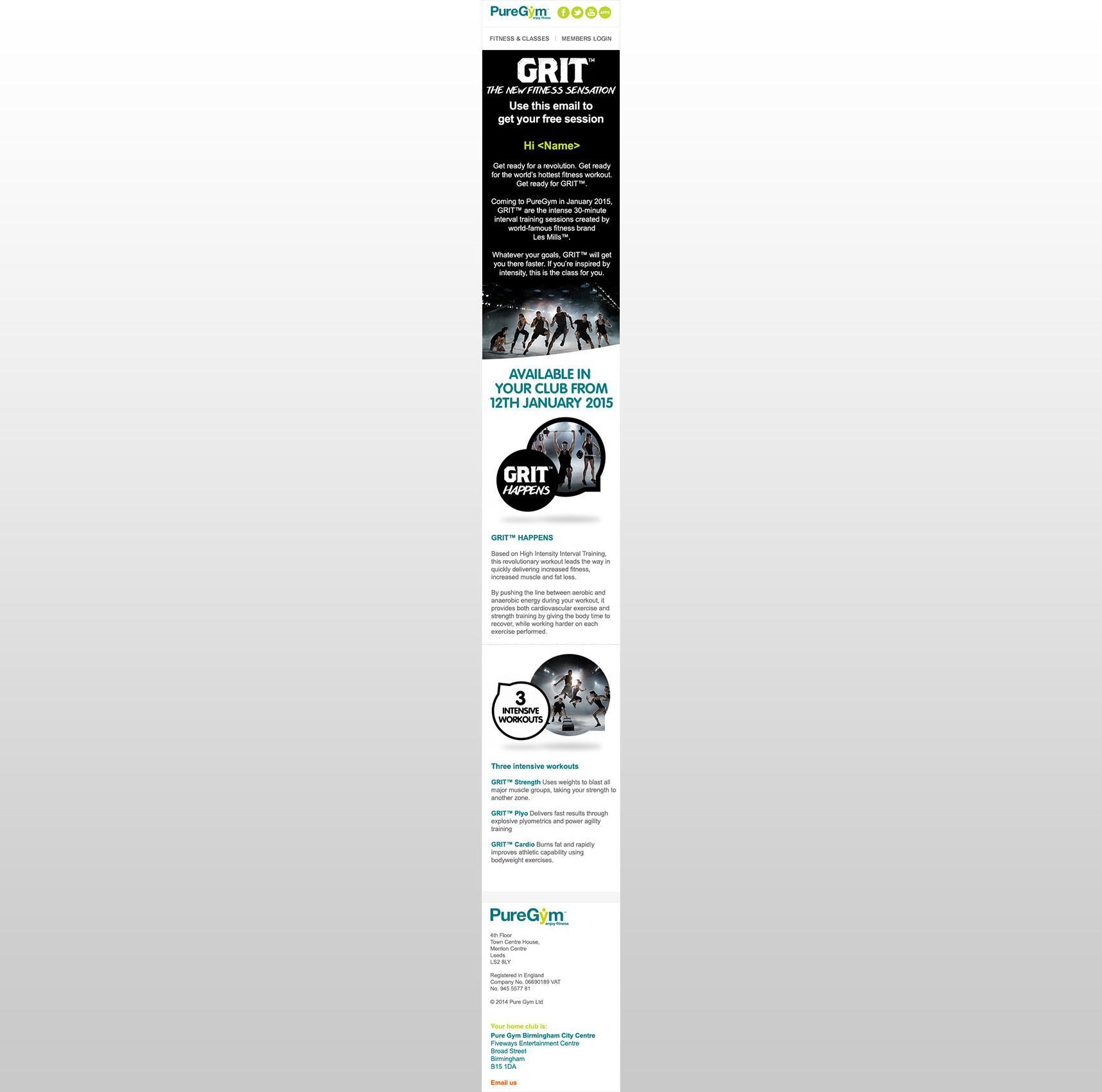 PureGym Marketing: GRIT Email - Mobile